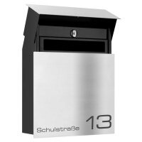 LCD Premium Briefkasten Edelstahl mit Beschriftung Strasse und Hausnummer