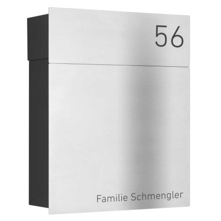 LCD Premium Briefkasten Edelstahl mit Beschriftung Hausnummer und Namen
