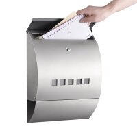 Briefkasten mit Zeitungsrolle Wandbriefkasten silberfarben Postbox Jerry