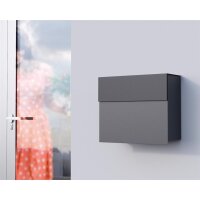 Briefkasten Wandbriefkasten Cube Grau Metallic mit Edelstahlklappe