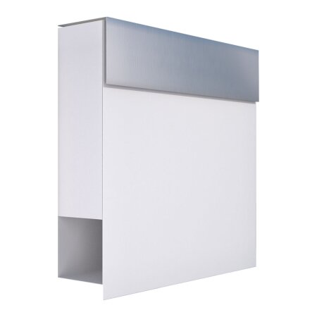 Briefkasten Wandbriefkasten Elegance Weiß RAL 9016 mit Edelstahlklappe