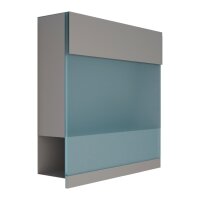 Briefkasten Wandbriefkasten Elegance Pro Blue Grau Metallic RAL 9007 mit blauer Acrylplatte