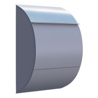Briefkasten Wandbriefkasten Round Grau Metallic RAL 9007 mit Edelstahlklappe