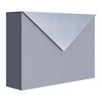 Briefkasten Wandbriefkasten Blitz Grau Metallic RAL 9007 mit Edelstahlklappe