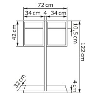 2-Fach Briefkastenanlage Standbriefkasten Tetris Grau Metallic RAL 9007