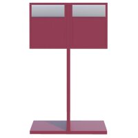 2-Fach Briefkastenanlage Standbriefkasten Tetris Rot RAL 3004 mit Edelstahlblende