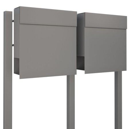 2-Fach Briefkastenanlage Standbriefkasten Elegance Grau Metallic RAL 9007