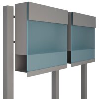2-Fach Briefkastenanlage Standbriefkasten Elegance Pro Blue Grau Metallic RAL 9007