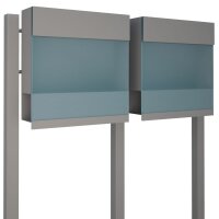 2-Fach Briefkastenanlage Standbriefkasten Elegance Pro Blue Grau Metallic RAL 9007