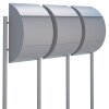 3-Fach Briefkasten Standbriefkasten Round Grau Metallic RAL 9007 mit Edelstahlklappe