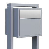 Briefkasten Standbriefkasten SOPRA Grau Metallic RAL 9007 mit Edelstahlklappe
