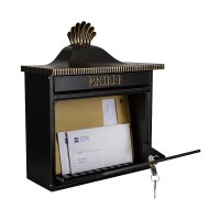 Briefkasten Wandbriefkasten Briefbox Schwarz / Gold