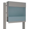 Briefkasten Standbriefkasten Elegance Pro Blue Grau Metallic RAL 9007 mit blauer Acrylplatte