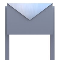 Briefkasten Standbriefkasten Blitz Grau Metallic RAL 9007 mit Edelstahlklappe