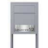 Briefkasten Standbriefkasten Dream Grau Metallic RAL 9007 mit Beschriftung