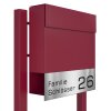 Briefkasten Standbriefkasten Elegance Rot RAL 3004 mit Beschriftung