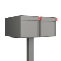 Doppel Briefkasten Standbriefkasten Square Grau Metallic RAL 9007