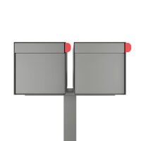 Doppel Briefkasten Standbriefkasten Square Grau Metallic RAL 9007